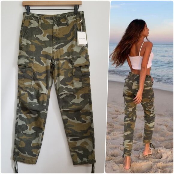 NWT Mother The Sir Yes Sir Camo Cargo Pants in Finding Strength Size 25 26 $295